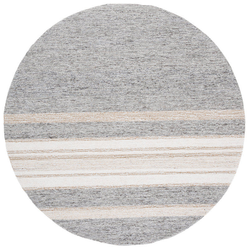 Tapis beige / ivoire en laine / coton / touffeté à la main Pine, Rond 6 pi