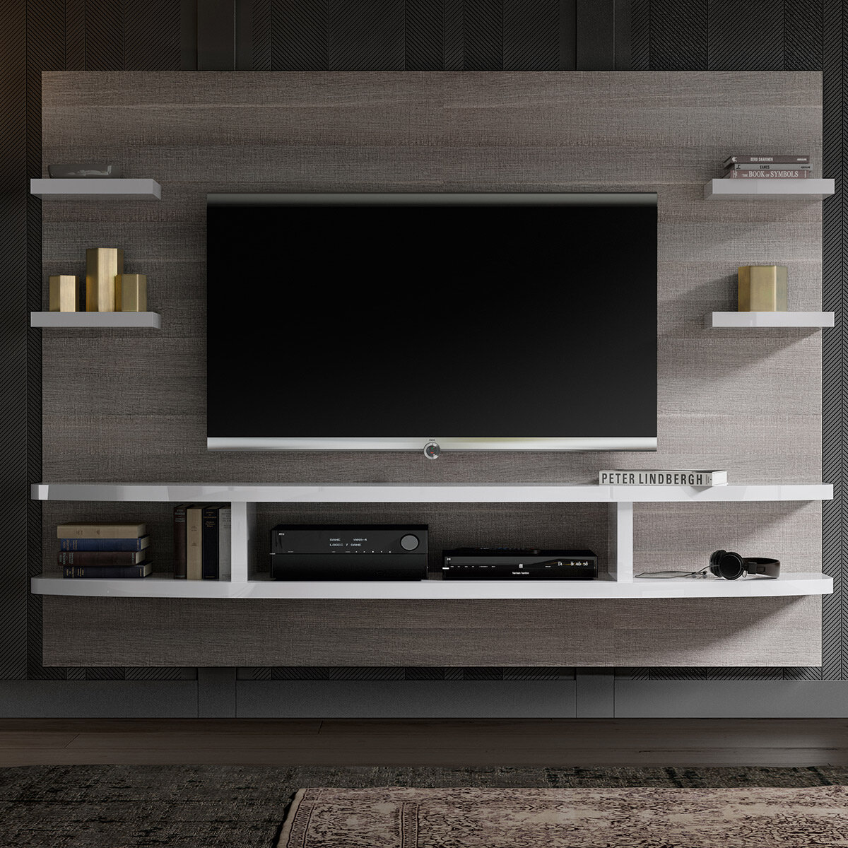 floating entertainment center 85 inch tv