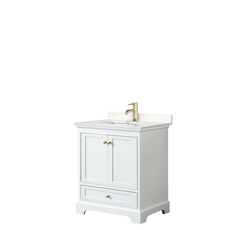 Deborah 30'' Single Bathroom Vanity with Marble Top, Dark Espresso, Polished Chrome, Giotto Quartz