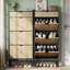 Armoire à chaussures avec 3 tiroirs rabattables, range-chaussures cannelé Farmhouse avec pieds en métal, étagère à chaussures étroite autoportante pour vestibule, couloir-438028658