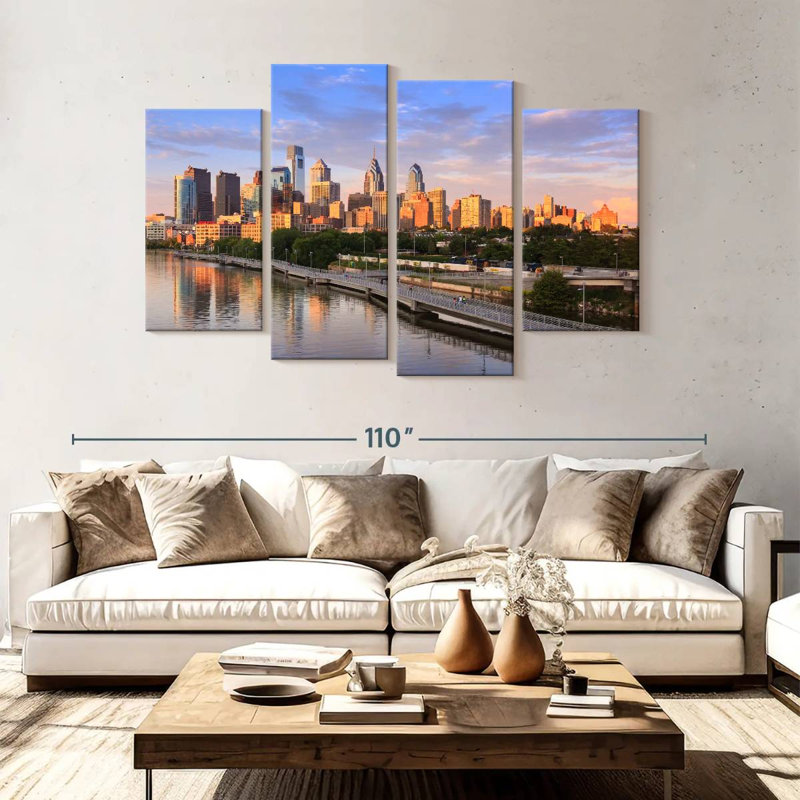 Horizon de Philadelphie en soirée, H 54 po x l 84 po