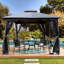 Pavillon de jardin extérieur 10 x 10 avec double toit ventilé et filet anti-insectes pour le jardin - Support triangulaire à auvent gris
