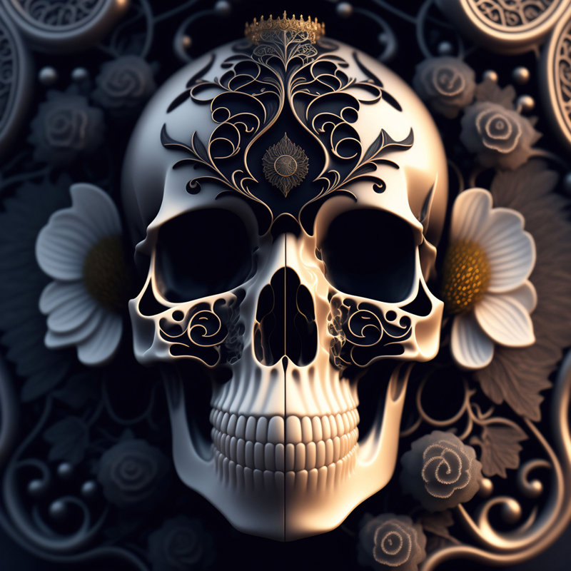 «Her Magesty Skull» par Stephen Chambers, impression sur toile tendue, H 15 po x l 15 po x P 1,5 po