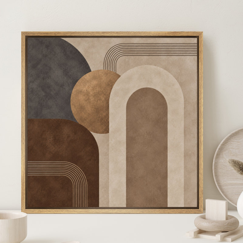 "Brown Beige Retro Arch", art mural encadré sur toile, H 24 po x l 24 po, Naturel