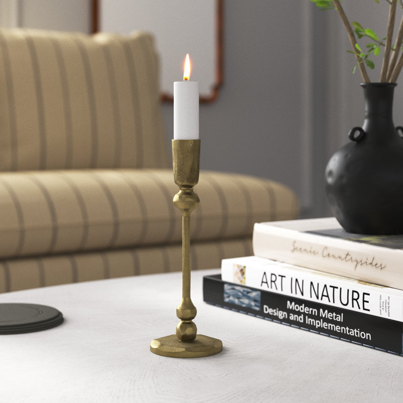 Metal Tabletop Candlestick, 8" H x 2.75" W x 2.75" D