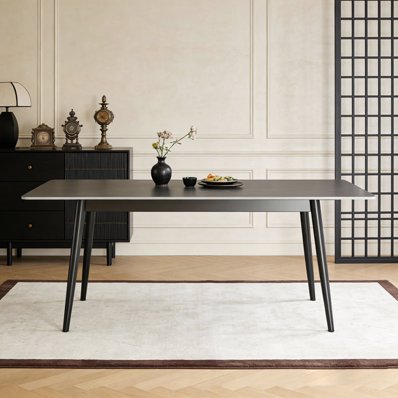 Metal Base Dining Table, Grey, 75 cm x 160 cm x 70 cm