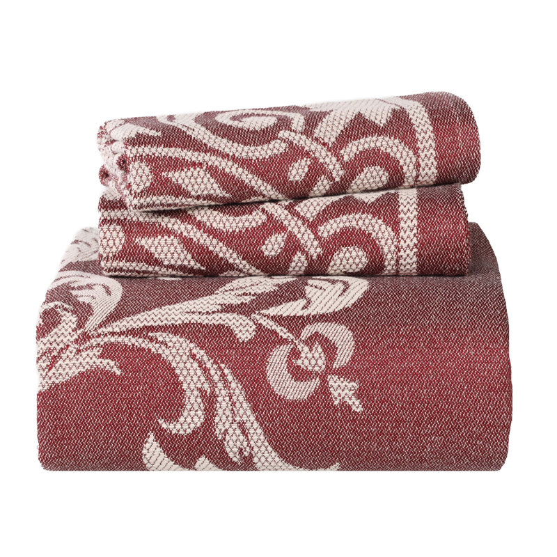 Rio Lightweight Cotton Blend Woven Jacquard Traditional Medallion Bedspread/Coverlet Set, Berry Red, Twin + 1 sham