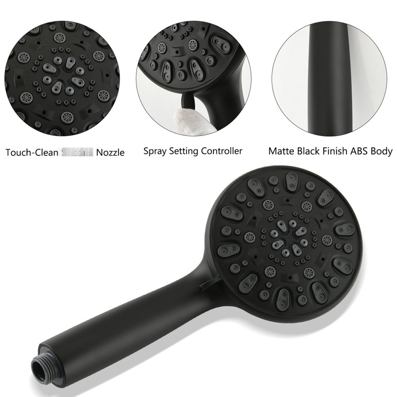 Stainless Steel Slide Bar With 7 Spray Modes - Matte Black Shower And Settings