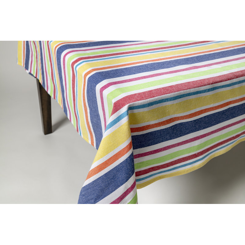 Emlynne Striped 100% Cotton Tablecloth, 70" W Round