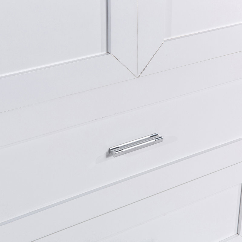 Tall Bathroom Storage Cabinet with Two Doors and Drawers, White