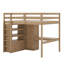 Lit mezzanine double en bois avec garde-robe intégrée, bureau, tablettes de rangement et tiroirs-107262333