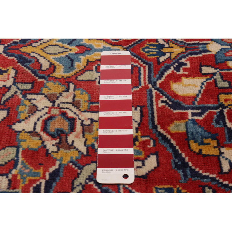 Tapis rouge anatolien noué à la main de conception unique 3 pi 3 po x 10 pi 0 po