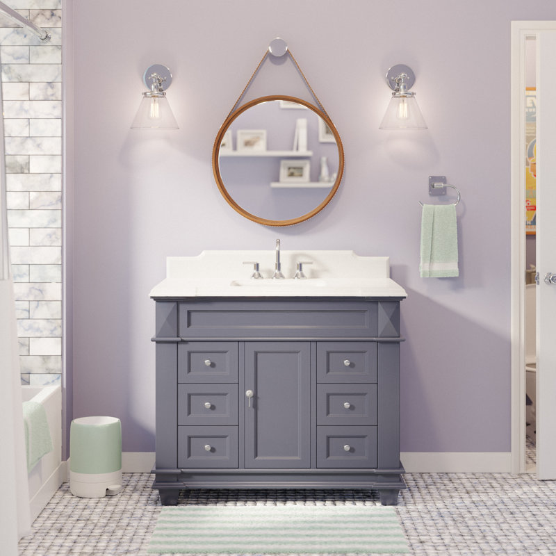 Ensemble de meuble-lavabo simple 42 po Ensa, Quartz, Gris marine