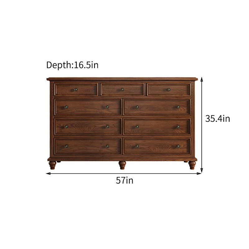 Commode d'appoint en bois massif de style européen, Brun
