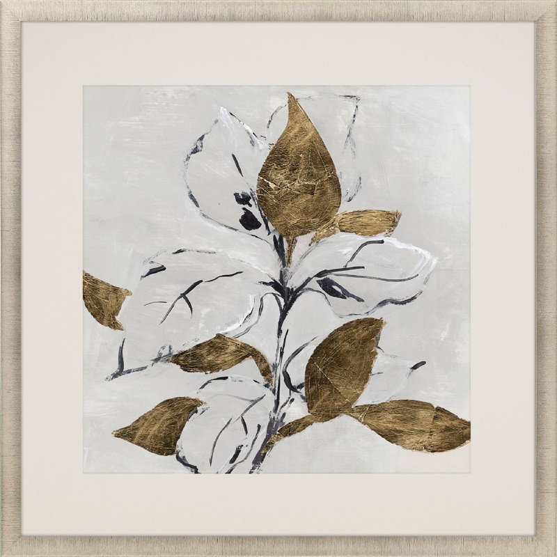 Golden Floral I, reproduction encadrée sur papier