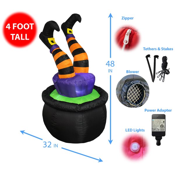 The Holiday Aisle® Halloween Inflatable Witch in Pot & Reviews | Wayfair