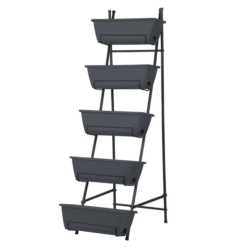 Jardinière verticale surélevée à 5 niveaux, Gris
