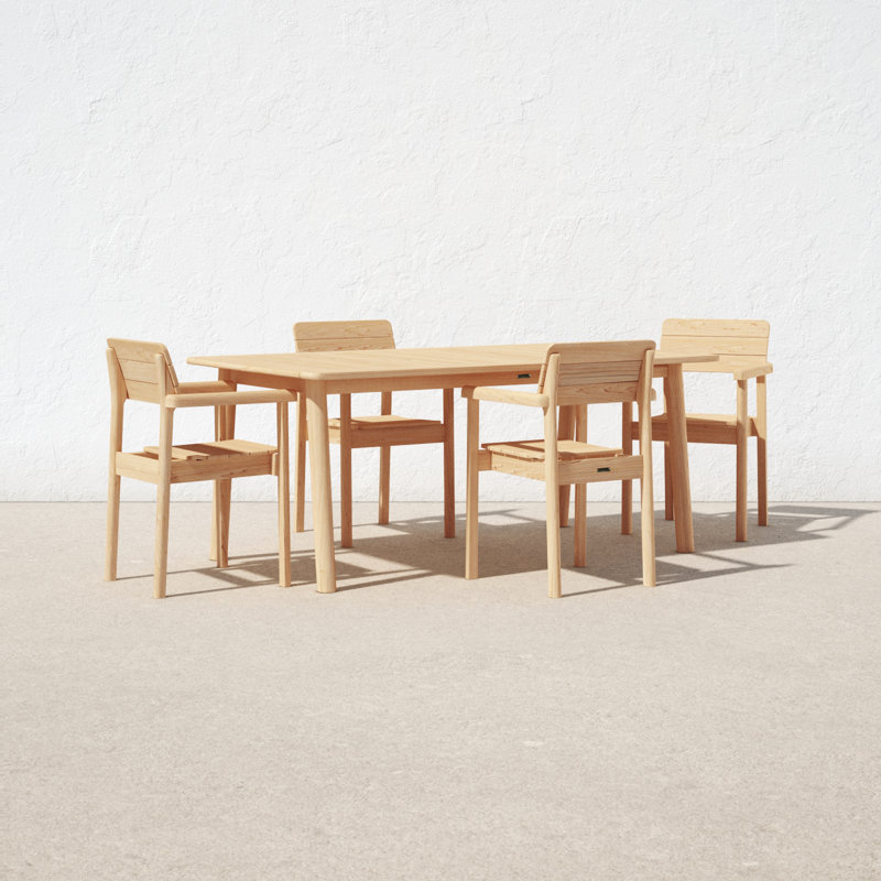 Sigrid 4 - Person Wood Patio Dining Set with Rectangular Table