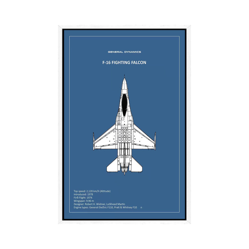 BP F-16 Fighting Falcon by Mark Rogan - Print on Canvas, 101.6 cm H x 66.04 cm W, White Framed