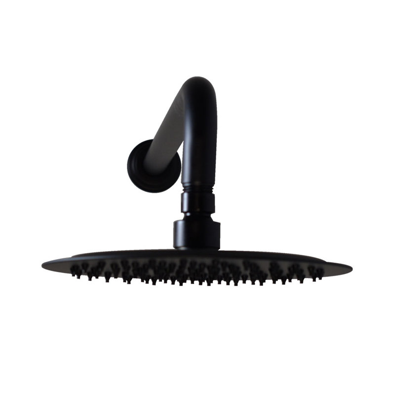 8" Round Thin High Pressure Rainfall Shower Head, Matte Black