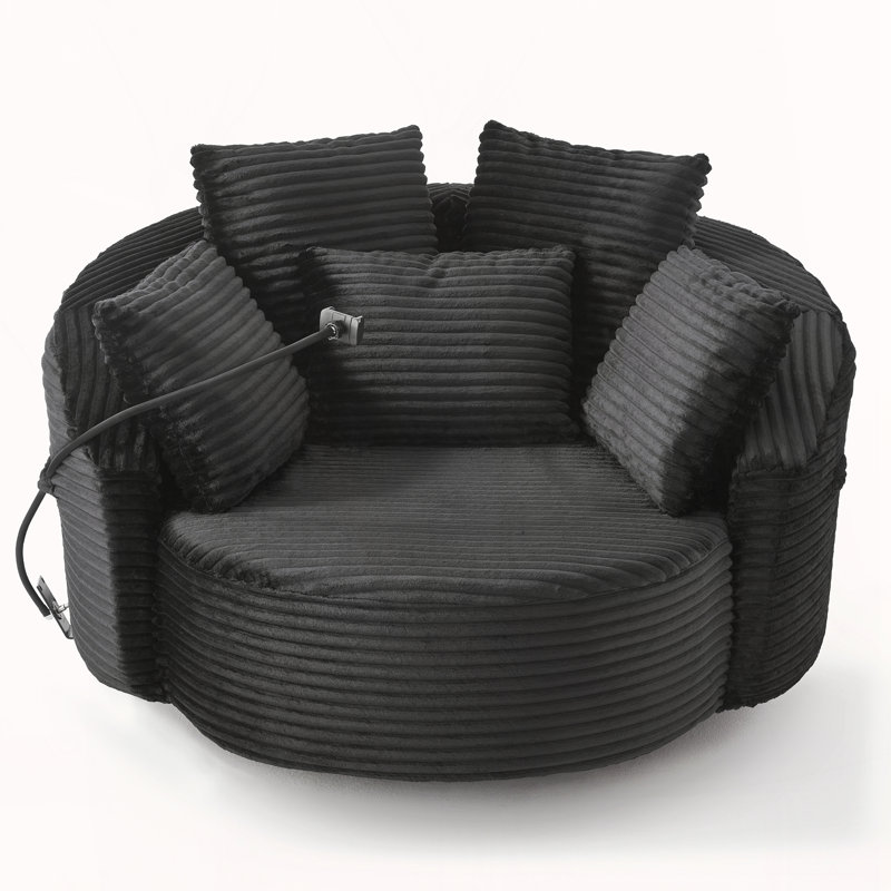 360° Swivel Chair Accent Barrel Chair, Black