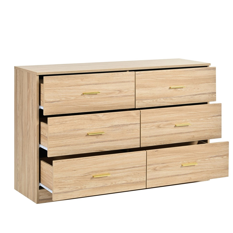 Armoire de chambre à coucher 6 - Ample, finition naturelle, coffre de fabrication moderne, spacieux, naturel,
