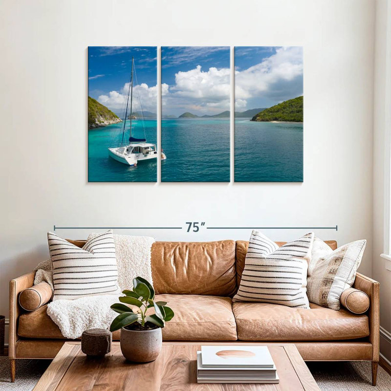 Yacht In Lovango Cay, 36" H x 57" W