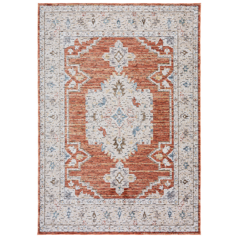 Sierra Ivory and Rust Hand-knotted Wool Area Rug