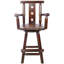 Tabouret de bar rustique - fabrication en bois de sapin, chaise avec dossier décoratif en étoile, repose-pieds, accoudoir large, tabouret de cuisine rustique, chaise de bistro haute pour salle à manger, restaurant, pub, 4 pieds, couleur brune