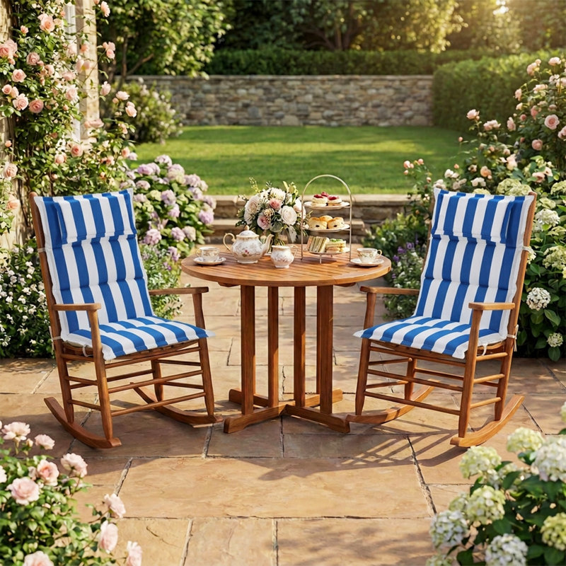2 Pack High Back Patio Chair Cushions with Headrest, 120x52x6 cm, Blue