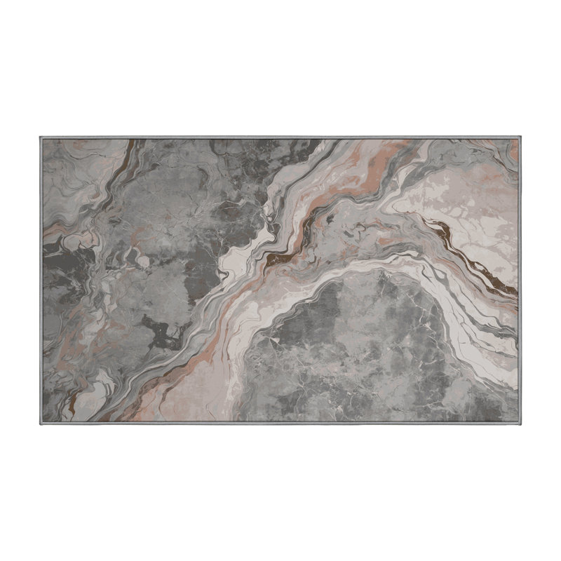 Machine Washable Gray Area Rug, Rectangle 8' x 12'