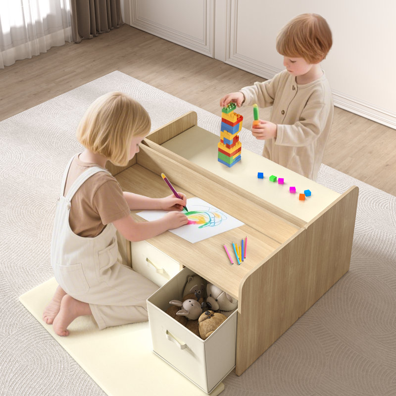 Bibliothèque modulaire pour enfants en bois avec coin lecture, H 19,1 po x L 37,8 po x l 14,9 po