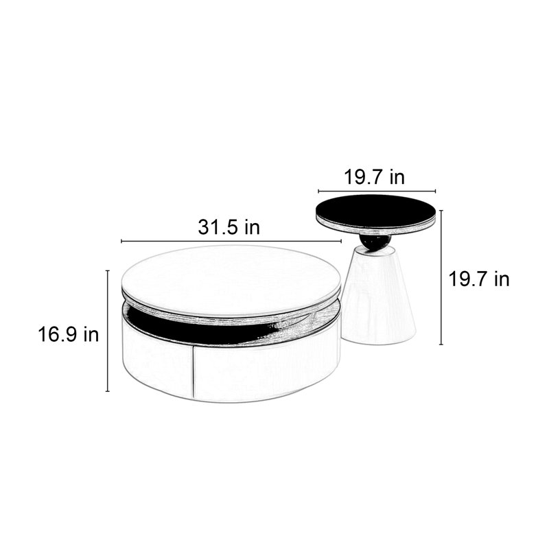 Table basse italienne en pierre, Black / White