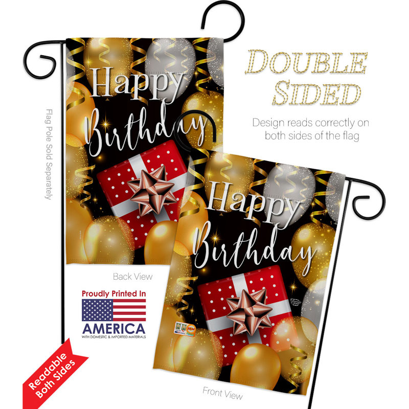Ensemble de drapeaux en polyester 19 po x 13 po Happy Birthday