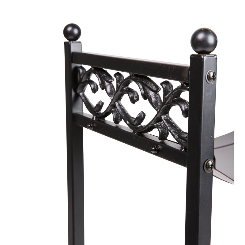 Holtman Compact Cast Iron Log Rack with Scrollwork Design