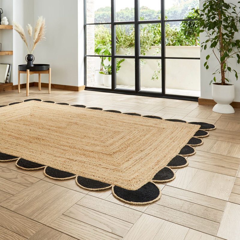 Savannah Jute area rug Hand Made Rectangle Black, Rectangle 120 x 170cm