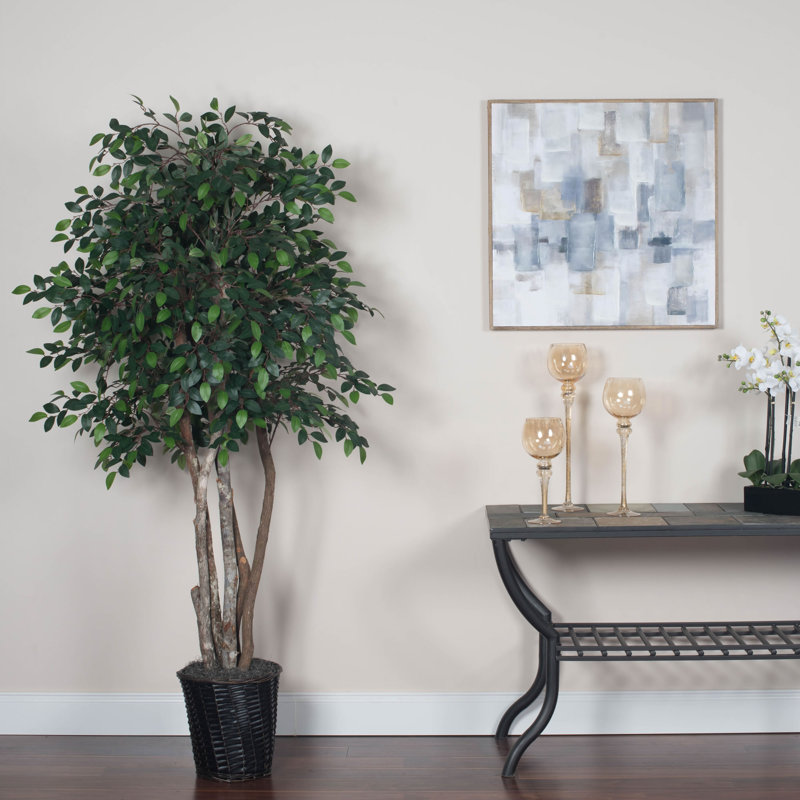 Mini-ficus artificiel extra complet, H 72 po x l 32 po x P 32 po, Brun