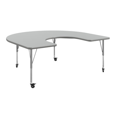 Goddard Commercial Adjustable Height Horseshoe Activity Table with Locking Casters