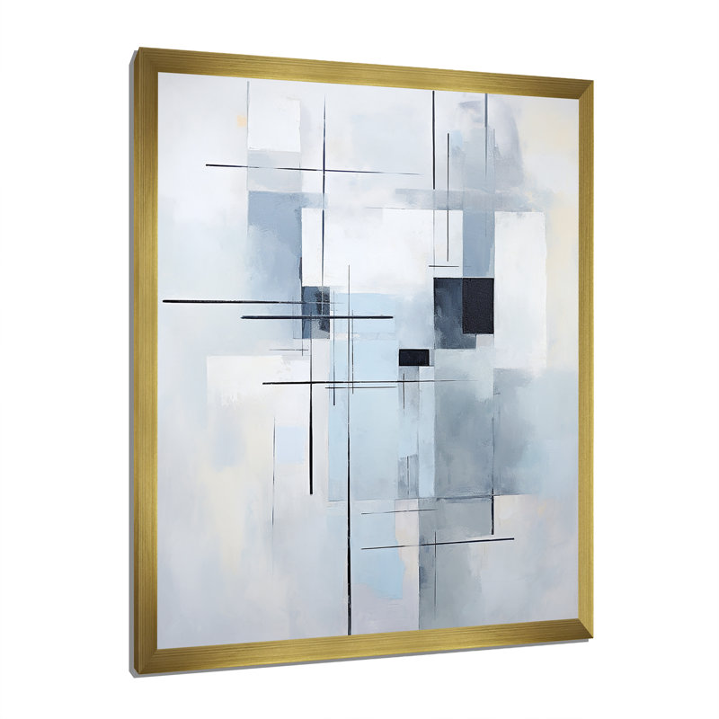 «Jahmaree Grey Suprematism Geometric Serenity II», reproduction sur toile, H 20 po x l 12 po x P 1 po, Encadrement doré