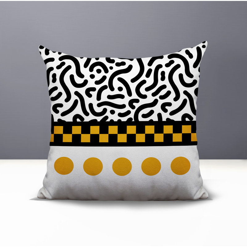 Oreiller carré réversible intérieur / extérieur Kixie, Carré 18 po, Jaune