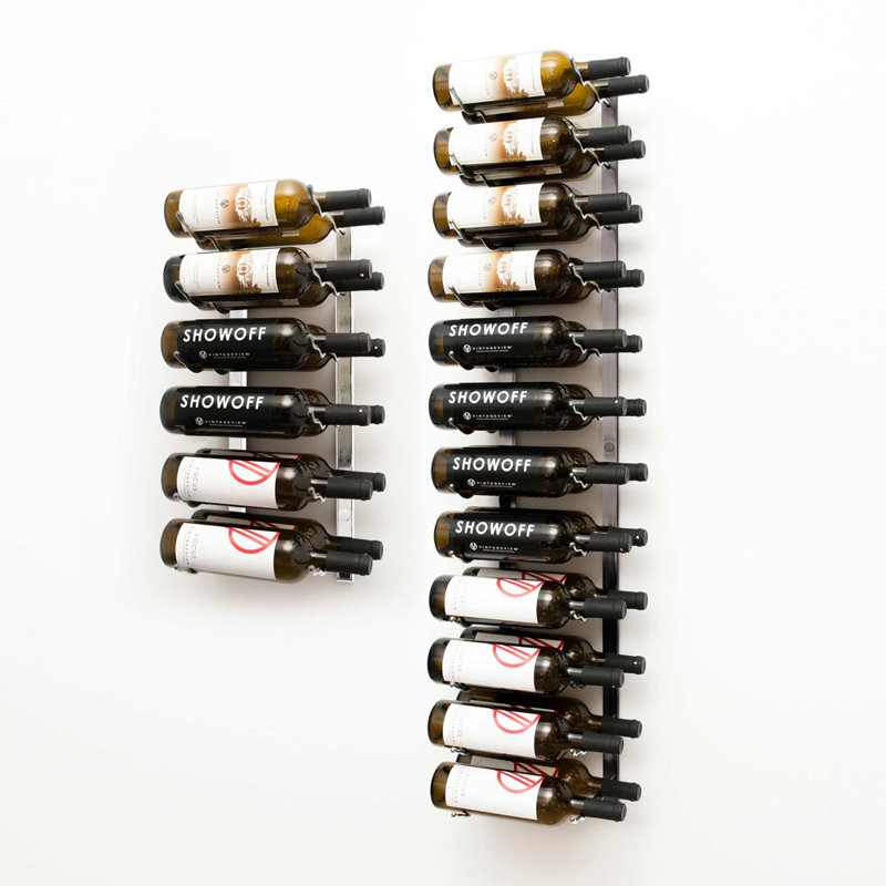 36 Bottle Wall Mounted Wine Bottle Rack, Brushed Nickel