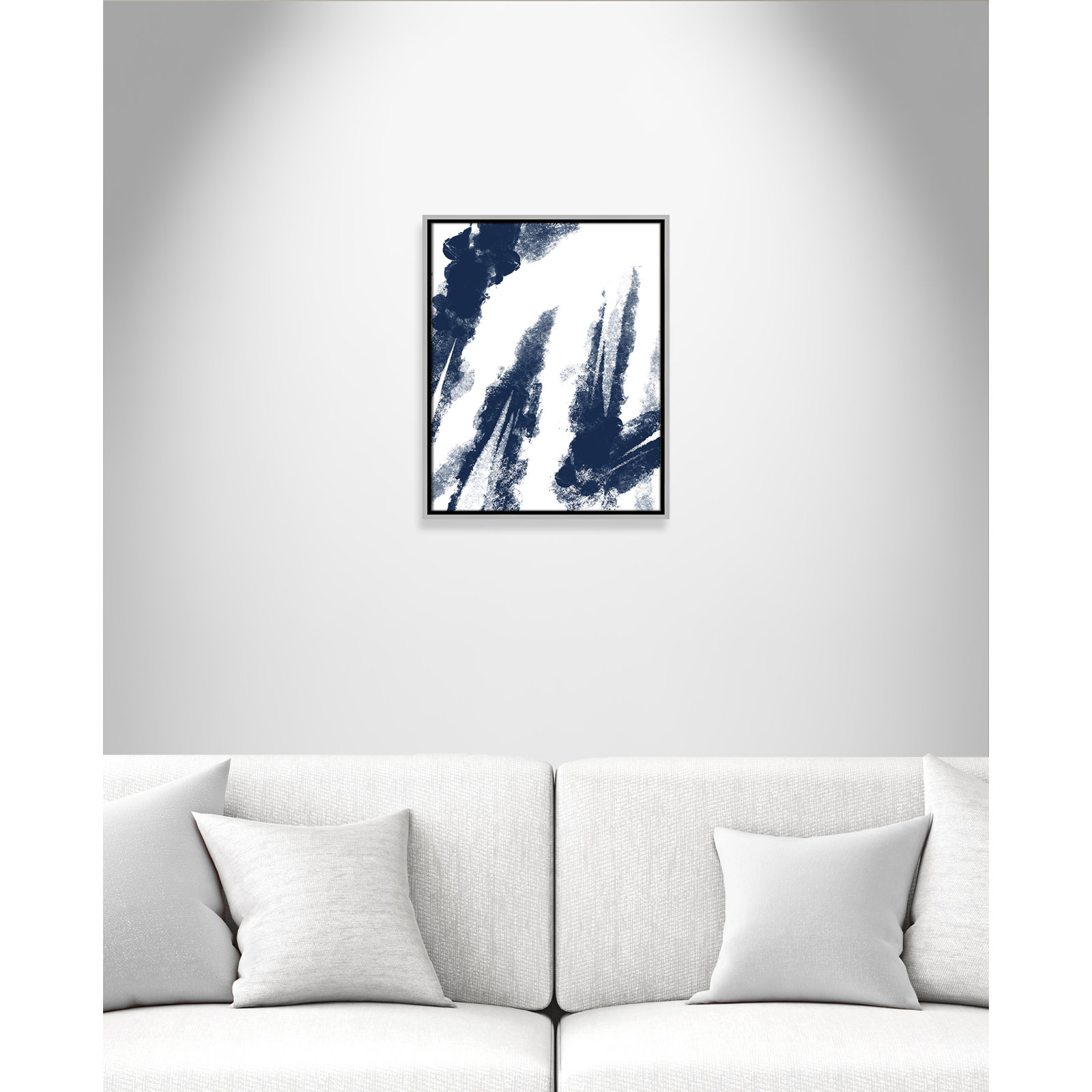 Ferne "Navy Striking Seams 2" Print, 21.5" H x 17.5" W x 2" D, Silver Framed Canvas