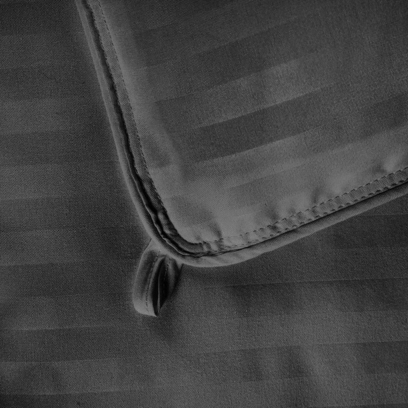 Charcoal Striped Reversible Microfiber Down Alternative Comforter