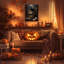ART Halloween Wall Decor Creepy Witchy Bat Canvas Poster Book Retro Pumpkin Print Painting Gothic Retro Decor Aesthetic for Halloween Room Family Bedroom Decor 8x10inch