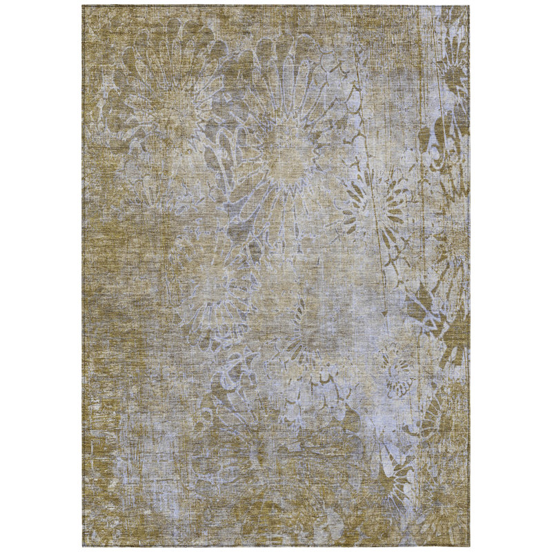 Machine Washable Indoor/Outdoor Brenden ACN2224 Floral Rug, Rectangle 3' x 5'