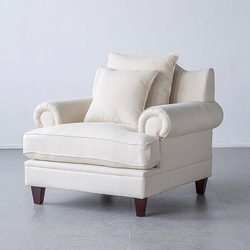 Fauteuil beige en coton et lin