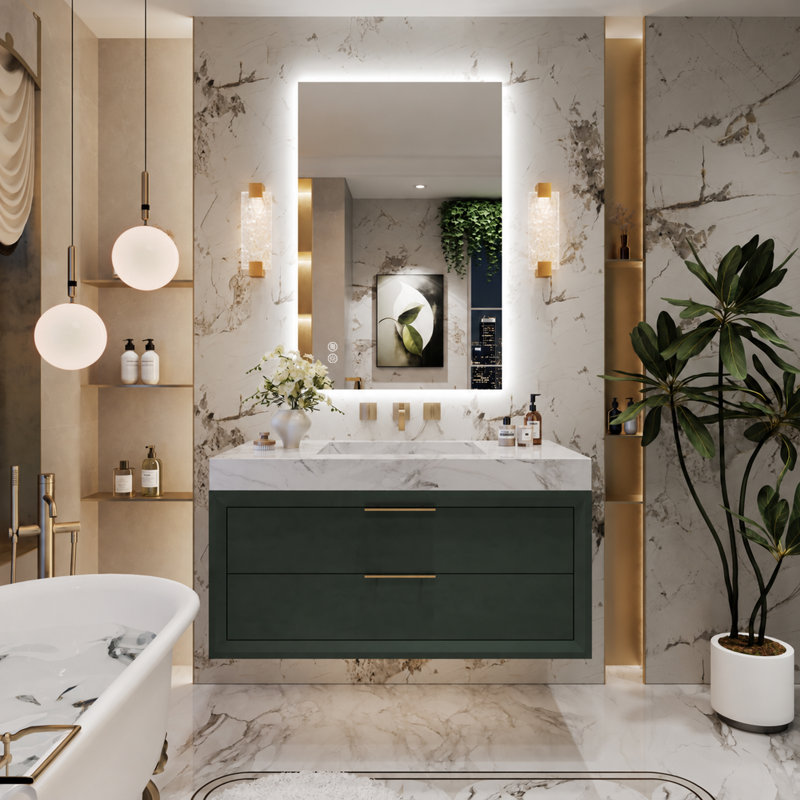 Miroir de salle de bain à DEL rétroéclairé sans cadre certifié Lunara UL, 36 po x 24 po