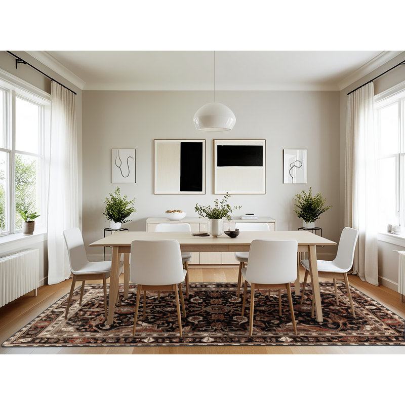 Machine Washable Persian Brown Area Rug, Rectangle 7' x 10'