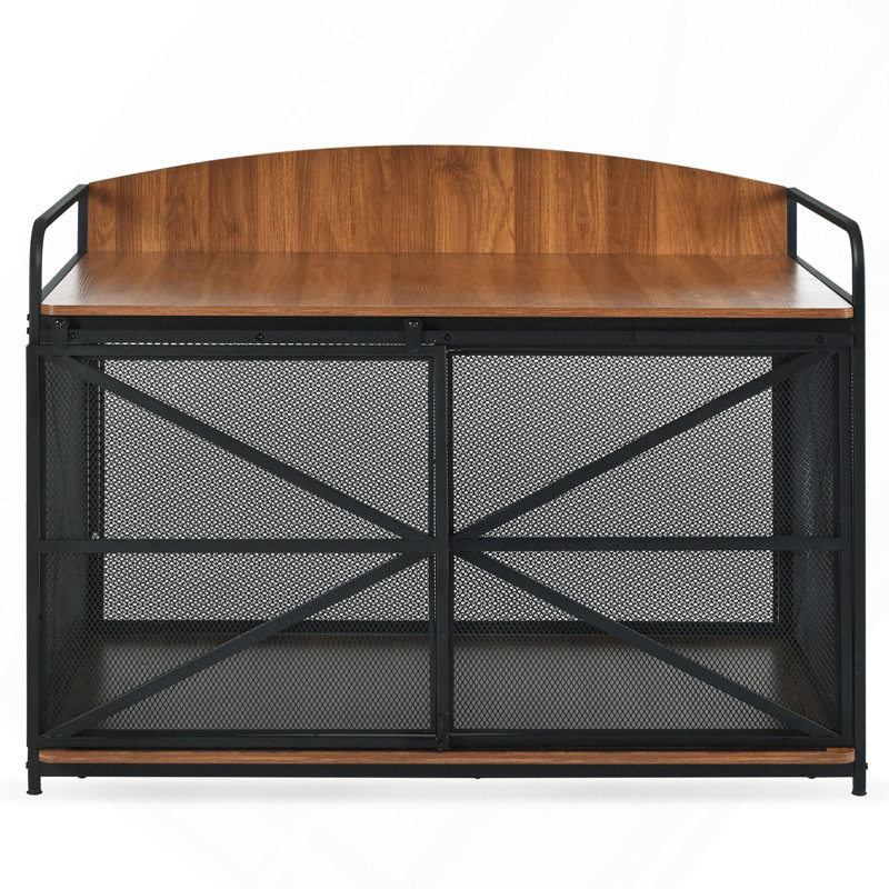 Meuble de rangement robuste pour chien de 42,8 po pour grand chien moyen, table de bout intérieure pour chenil en bois Farmhouse, maisonnette décorative pour grands chiens, brun