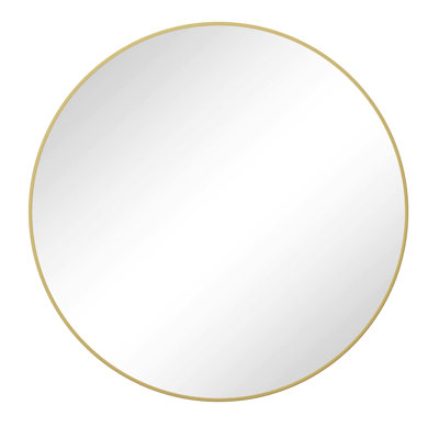 39 Inch Metal Framed Gold Living Room Mirror - Round Wall Mounted Dressing For Bathroom & Bedroom
